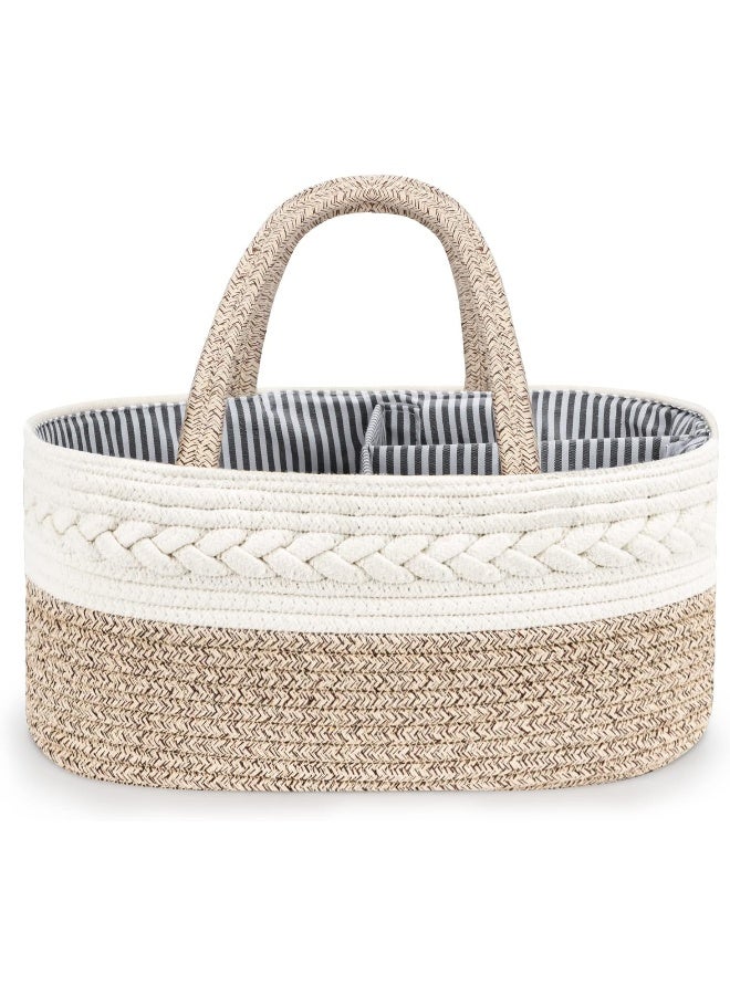 Maliton Diaper Caddy Organizer for Baby, Cotton Rope Baby Gift Basket, Portable Diaper Organizer for changing table, Nursery Storage Organizer, Shower Gifts for Newborn,baby essentials - Image 2